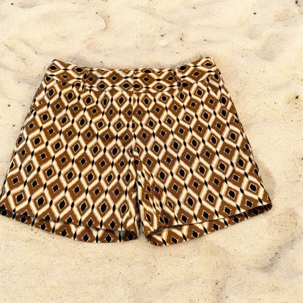 WILL SMITH GEOMETRIC DESIGN DIAMOND PRINT HIGH-WAIST SHORTS SIZE 2